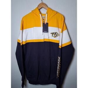 New FANATICS  Varsity Big & Tall Nashville Predators Team Blue Full-Zip Hoodie L